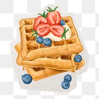 Waffle dessert png digital sticker, collage element in transparent background