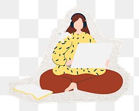 Woman studying png sticker, transparent background