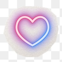 PNG neon heart digital sticker, collage element in transparent background