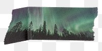 Aurora landscape washi tape png sticker, collage element, transparent background