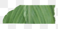 Green leaf washi tape png sticker, collage element, transparent background