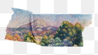 Landscape painting washi tape, Auguste Renoir png collage element, transparent background