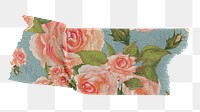 PNG rose pattern washi tape, stationery collage element, transparent background