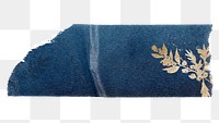 PNG blue & gold washi tape, stationery collage element, transparent background