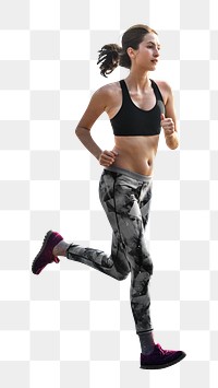 Jogging woman png sticker, transparent background