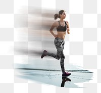 Jogging woman png sticker, transparent background