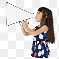 Png Kid using megaphone sticker, transparent background