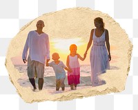 PNG A Caucasian family is enjoying summer vacation, collage element, transparent background