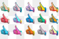 Thumbs up png sticker set, transparent background