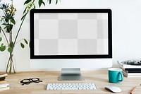 Computer desktop png mockup, transparent design