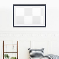 Wall frame png mockup, living room, transparent design