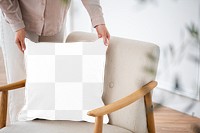 Cushion cover png mockup, transparent design