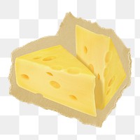 Cheese, food png sticker, ripped paper, transparent background