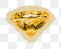 Yellow diamond png sticker, ripped paper, transparent background