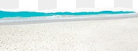 Beach png torn paper collage, beautiful scenery, transparent background