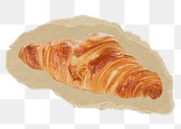 Croissant png sticker, ripped paper transparent background