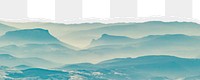 Abstract blue mountains png border, torn paper design, transparent background