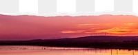 Pink sunset view png border, torn paper design, transparent background