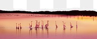 Flamingos at sunset png border, torn paper design, transparent background