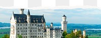 Famous landmark png torn paper border, Neuschwanstein Castle, transparent background