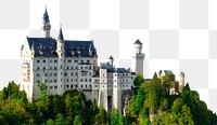 Famous landmark png border, Neuschwanstein Castle, transparent background