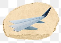 Aircraft wing png sticker, ripped paper, transparent background