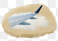 Aircraft wing png sticker, ripped paper, transparent background