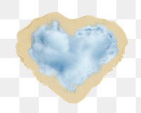 Heart cloud png sticker, ripped paper, transparent background