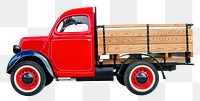 Red truck png sticker, vehicle cut out, transparent background