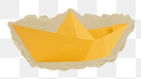 Paper boat png sticker, ripped paper, transparent background