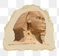 Great Sphinx png of Giza sticker, ripped paper, transparent background