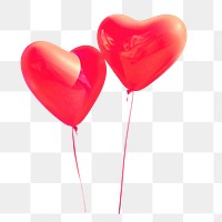 Png Red heart balloons sticker, transparent background