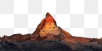 Sunrise mountain peak png border, nature photo, transparent background