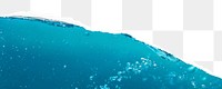 Blue water png border, torn paper design, transparent background