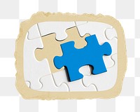 Jigsaw png sticker, ripped paper, transparent background