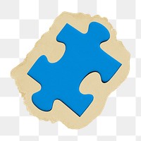 Jigsaw png sticker, ripped paper, transparent background