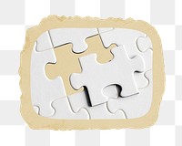 Jigsaw png sticker, ripped paper, transparent background