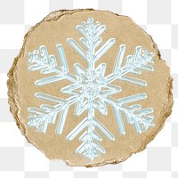 Blue snowflake png sticker, ripped paper, transparent background