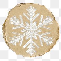 White snowflake png sticker, ripped paper, transparent background