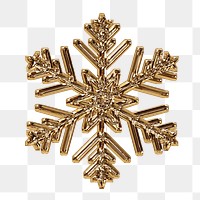 Gold snowflake png sticker, Christmas cut out, transparent background