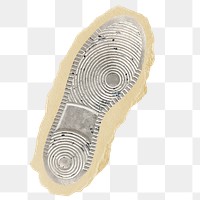 Sneaker footprints png sticker, ripped paper, transparent background