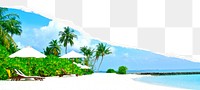 Beach png torn paper collage, beautiful scenery, transparent background