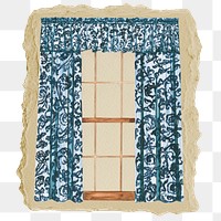 Window drapery png sticker, ripped paper, transparent background