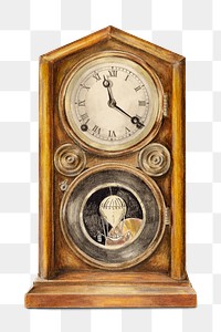 Png Vintage mantel clock sticker, transparent background