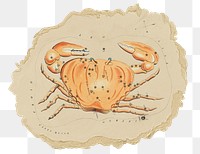 Crab constellation png sticker, ripped paper, transparent background