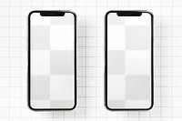 Png mockup two phone screens, transparent design