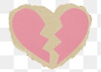 Broken heart png sticker, ripped paper, transparent background