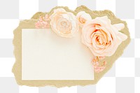 Flower frame png sticker, ripped paper, transparent background