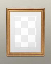 Gold frame png mockup, home decoration, transparent design