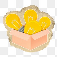 Light bulb png sticker, ripped paper, transparent background